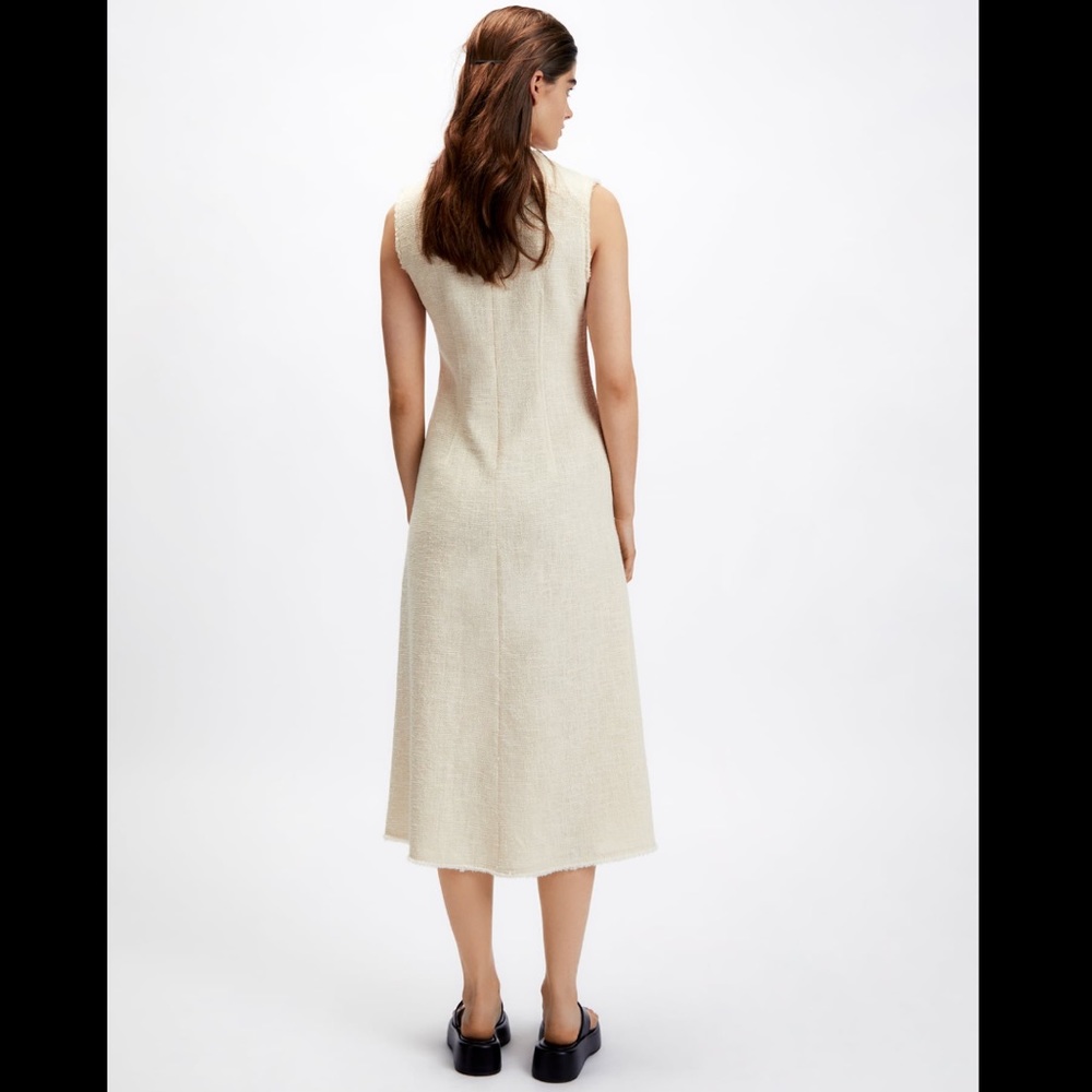 Zara frayed textured midi dress, rustic, neutral - Picture 4 of 12